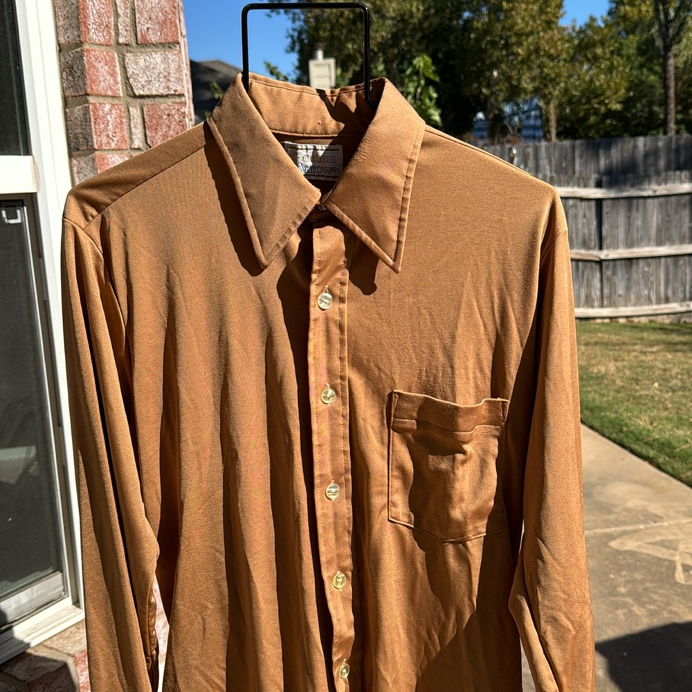 Vintage Golden Arrow 15 1/2 33 shirt SILKY Goldish Tan